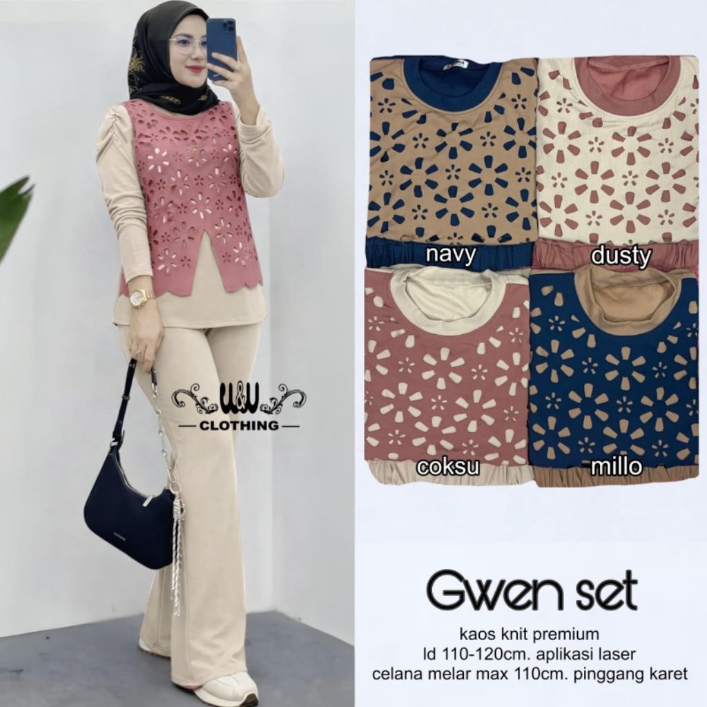 ada grup reseller tanyakan ke admin er elrumi New Gwen Set Kaos Knit Premium Setelan Baju Dan Celana