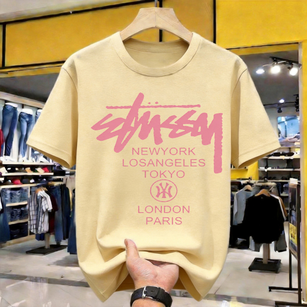Stussy Global City Logo Kaos Polos Katun Premium Tebal 210GSM Original Indonesia Size Lengkap Loose 