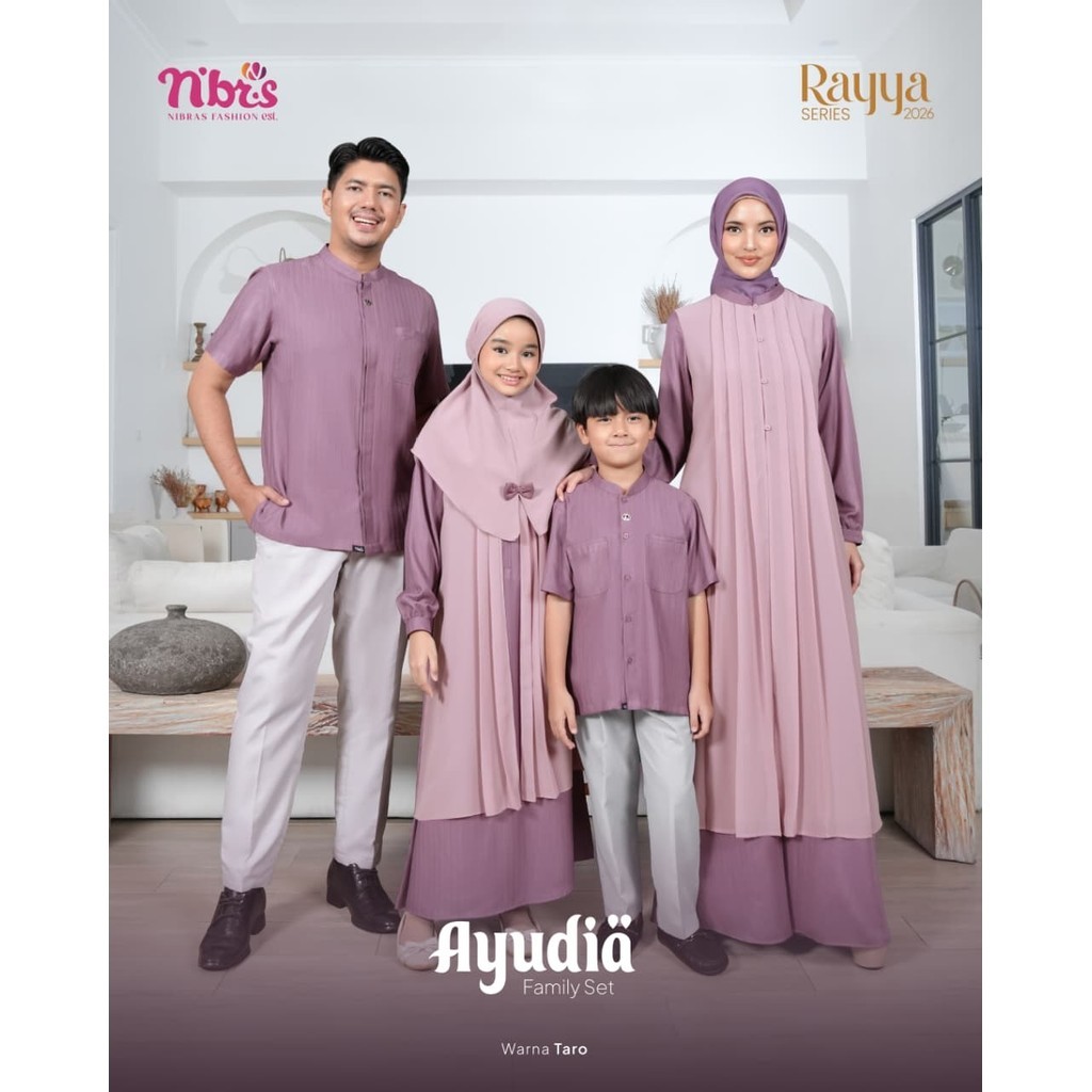 Sarimbit Nibras Ayudia Baju Couple Keluarga Gamis Ibu Anak & Koko Ayah Dewasa Anak Taro NBRS Rayya