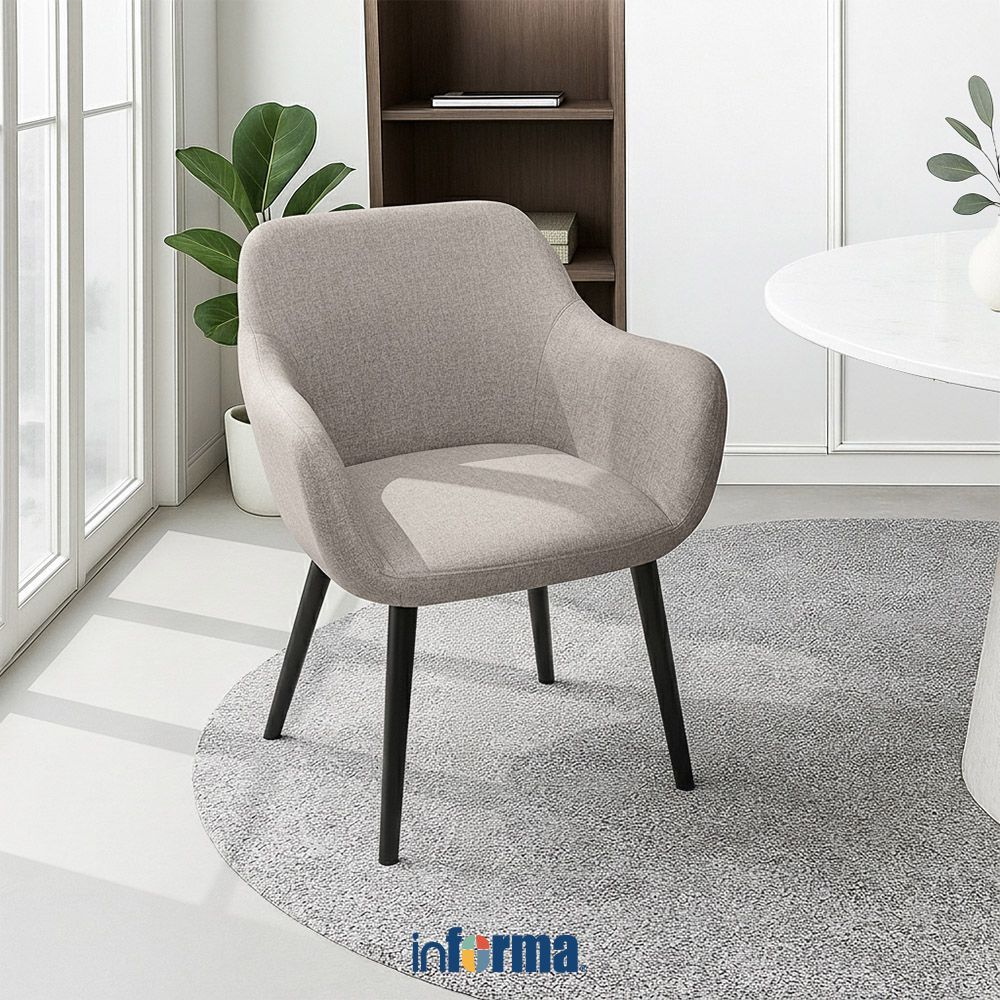 Informa Nicki Kursi Makan Fabric - Abu-Abu/Hitam Dining Chair Tempat Kursi Kafe Restoran Lengan Sand