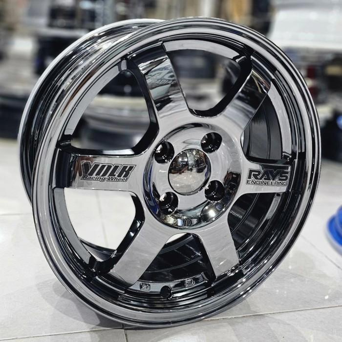 velg racing ring 15 TE37 BLACK CROME R15 agya brio jazz city yaris mobilio