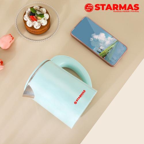 STARMAS Electric Kettle Teko Listrik 0,6 Liter 600 Watt Pemanas Air Stainless Steel Low watt - Putih
