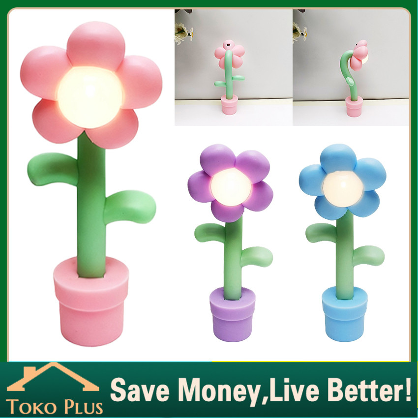 Lampu Meja Motif Bunga / Lampu Tidur Mini Aesthetic / Aksesoris Kamar Tidur Model Bunga / Lampu Meja