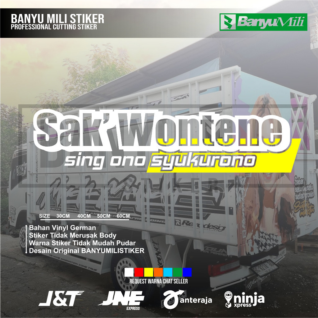 STICKER KACA TRUCK SAK WONTENE CUTTING STICKER KACA MOBIL PICKUP TRUCK STICKER SAKWONTENE