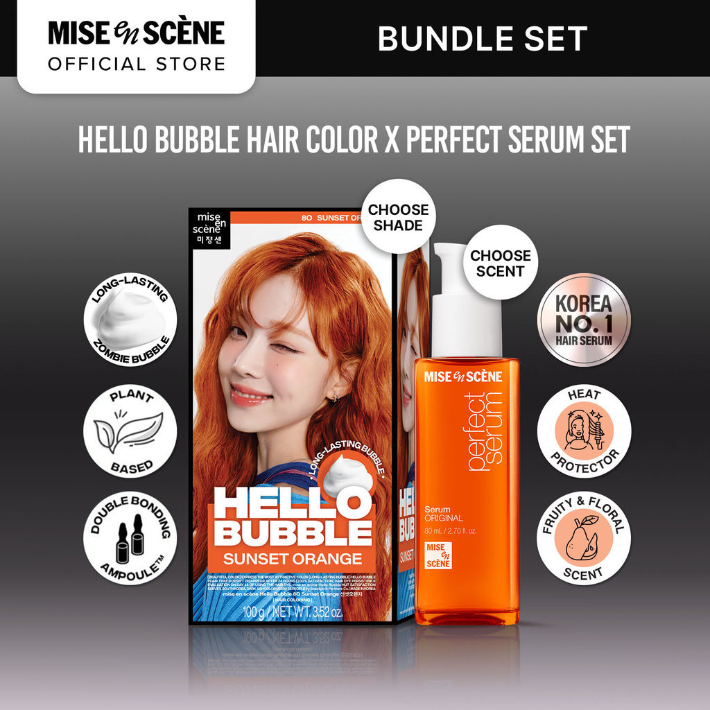 [PAKET HEMAT ISI 2] mise en Scene Hello Bubble Hair Color x Perfect Serum Set  - Paket Perawatan Ram