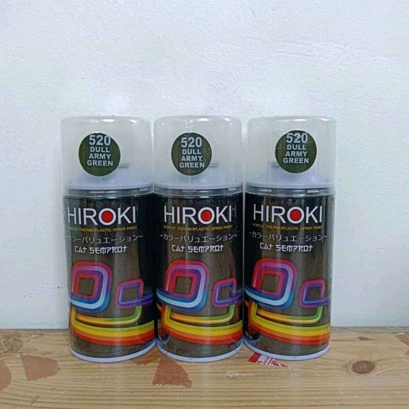 pilok pilox cat semprot HIROKI 520 DULL ARMY GREEN 300cc hijau army doff hijau tentara doff hijau do