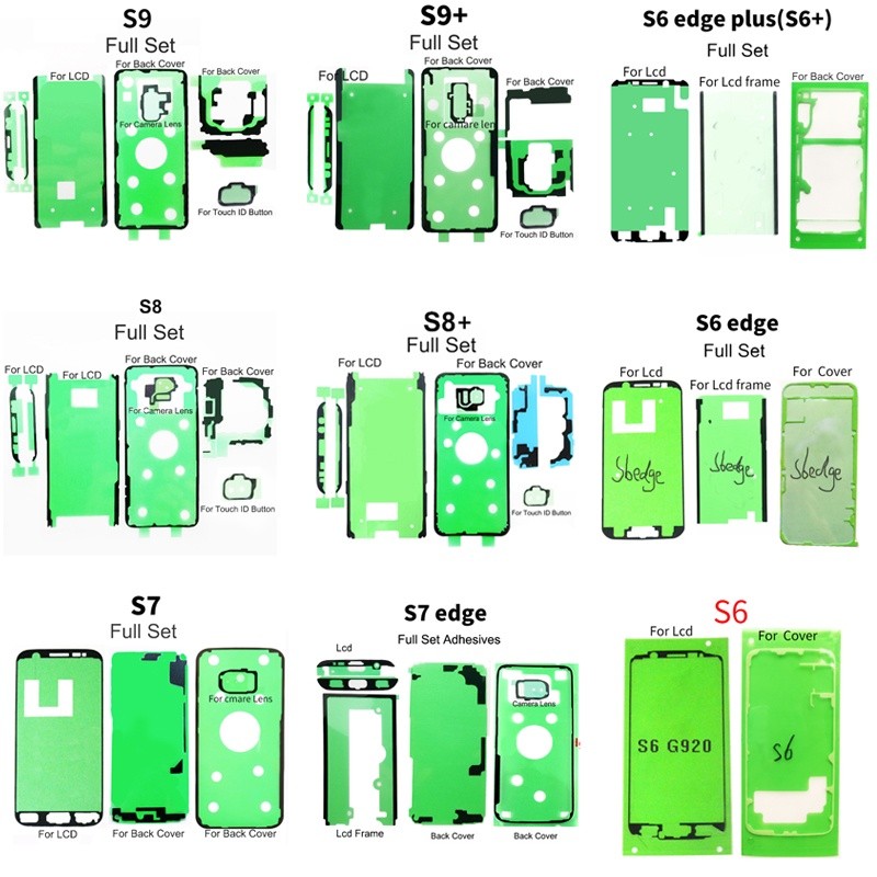 Set Lengkap Penutup Belakang Tahan Air Perekat Dan Lem LCD Depan Untuk Samsung S6 S7 Edge S8 S9 S10e