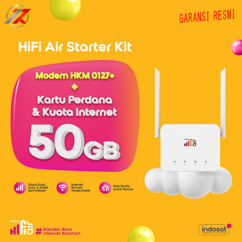 Modem Indosat HiFi Air HKM 0127+ WiFi Modem 4G LTE 50gb | Modem Wifi Kartu Indosat 50GB Indosat HiFi