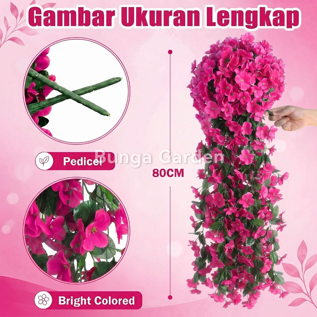 [COD]BUNGA VIOLET RAMBAT JUNTAI 80CM DEKORASI DINDING TERAS TAMAN HIASAN HARI RAYA DAN ULANG TAHUN