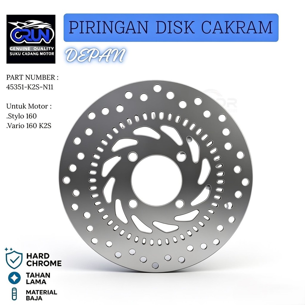 45351-K2S-N11 Piringan Disc Cakram Depan Honda K2S Vario 160 / Stylo 160 CRUN