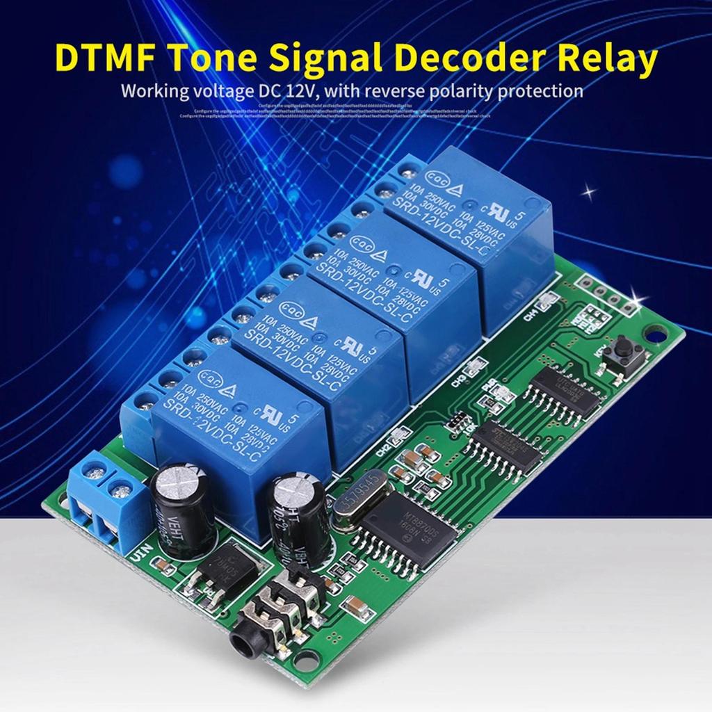 AD22B04 Signal Decoder Relay 12V 4 Channel DTMF Tone Signal Decoder Relay Phone Remote Control PLC