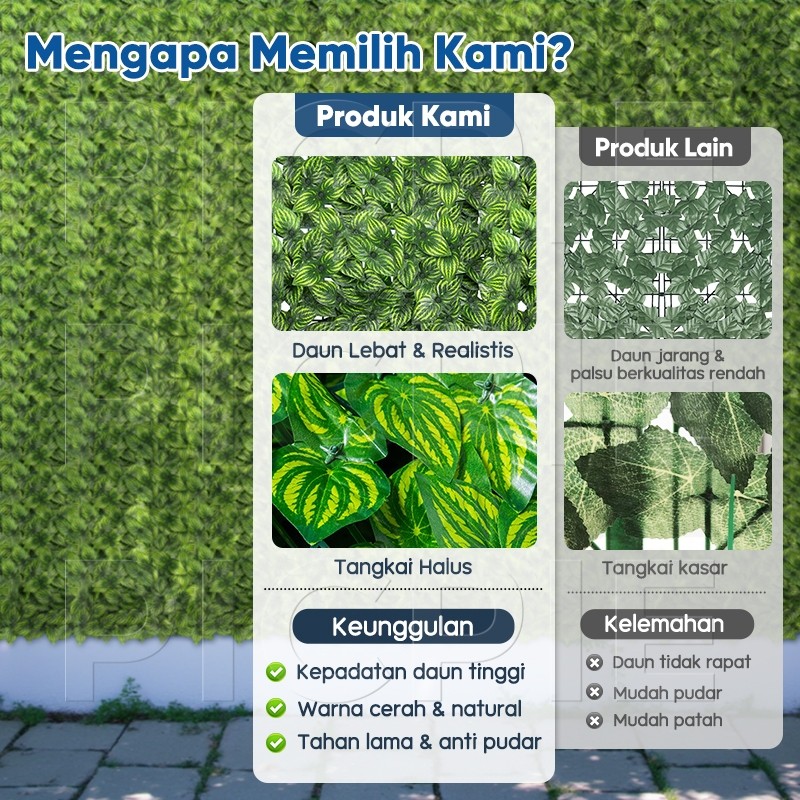 PACPIE Daun Rambat Plastik / Daun Plastik Hiasan Dekorasi / Rumput Sintetis Dinding /Daun Hias Palsu