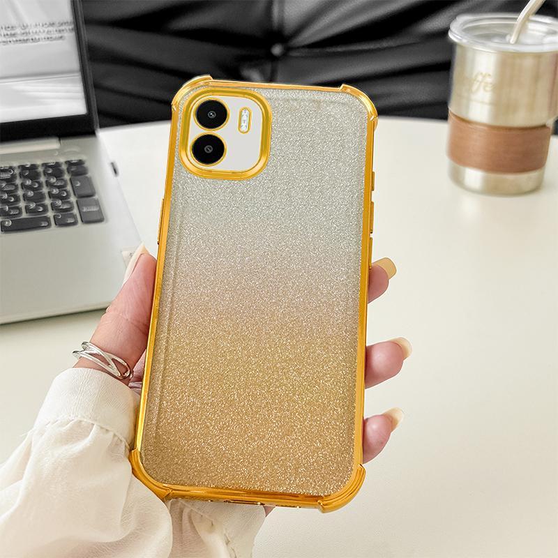 HP Soft Silikon Casing Untuk Redmi A1 Case Untuk RedmiA1 A 1 Casing berkilau Berlapis bening Keemasa