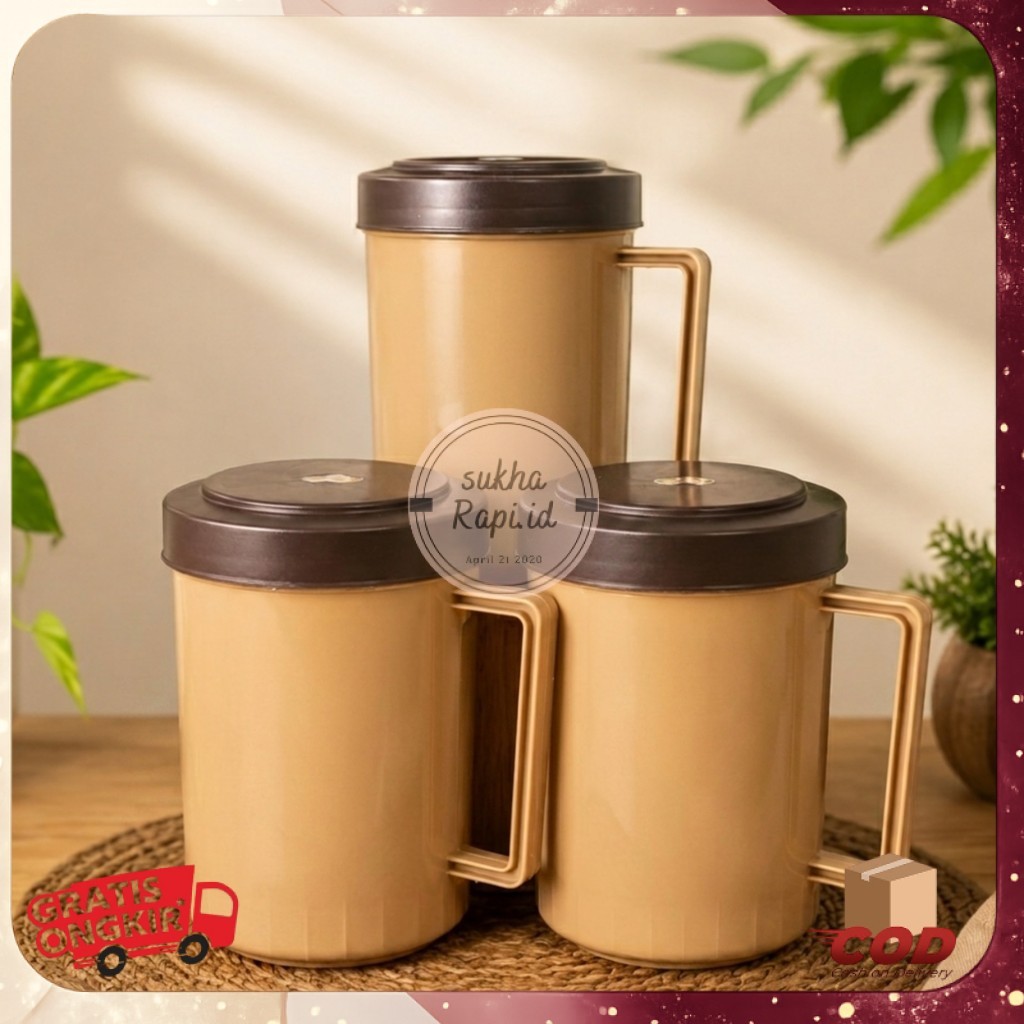 MUG GELAS TUTUP CHOCO /Gelas Plastik Jumbo Mug+Tutup / Cangkir Plastik gagang tutup/ MUG SINCHAN CAP