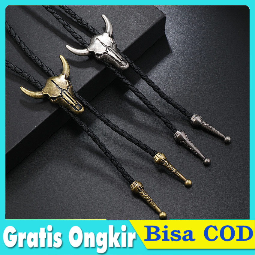 Kalung Bolo Tie Vintage Pria Dasi Koboi Antik Aksesoris Western Etnik Klasik Kualitas Premium