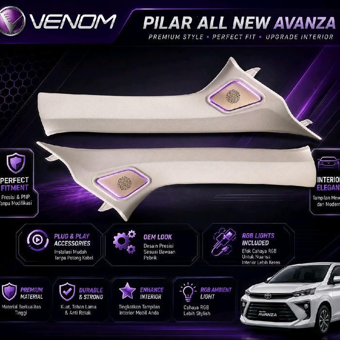 Venom Pilar Interior Mobil Toyota Avanza Veloz RGB OEM Look Plug & Play Aksesoris Terlaris dengan La
