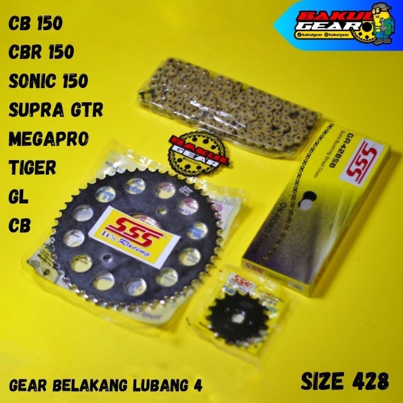 Gear Set SSS CB150r CBR150r Tiger CB GL Verza Sonic 150r Supra GTR  Megapro CBR 150 Rantai 428 KH1