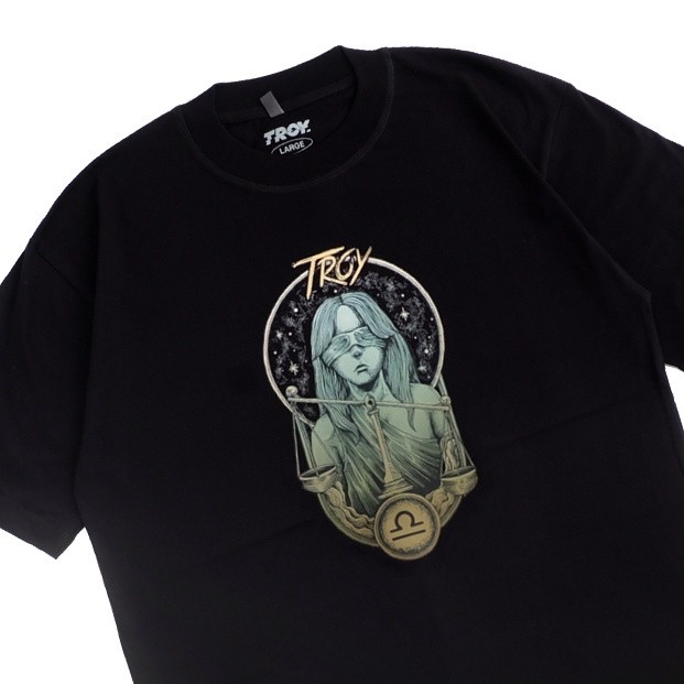 Troy Company T-Shirt Kaos Hitam Zodiac Series Zodiak Libra MT 2066