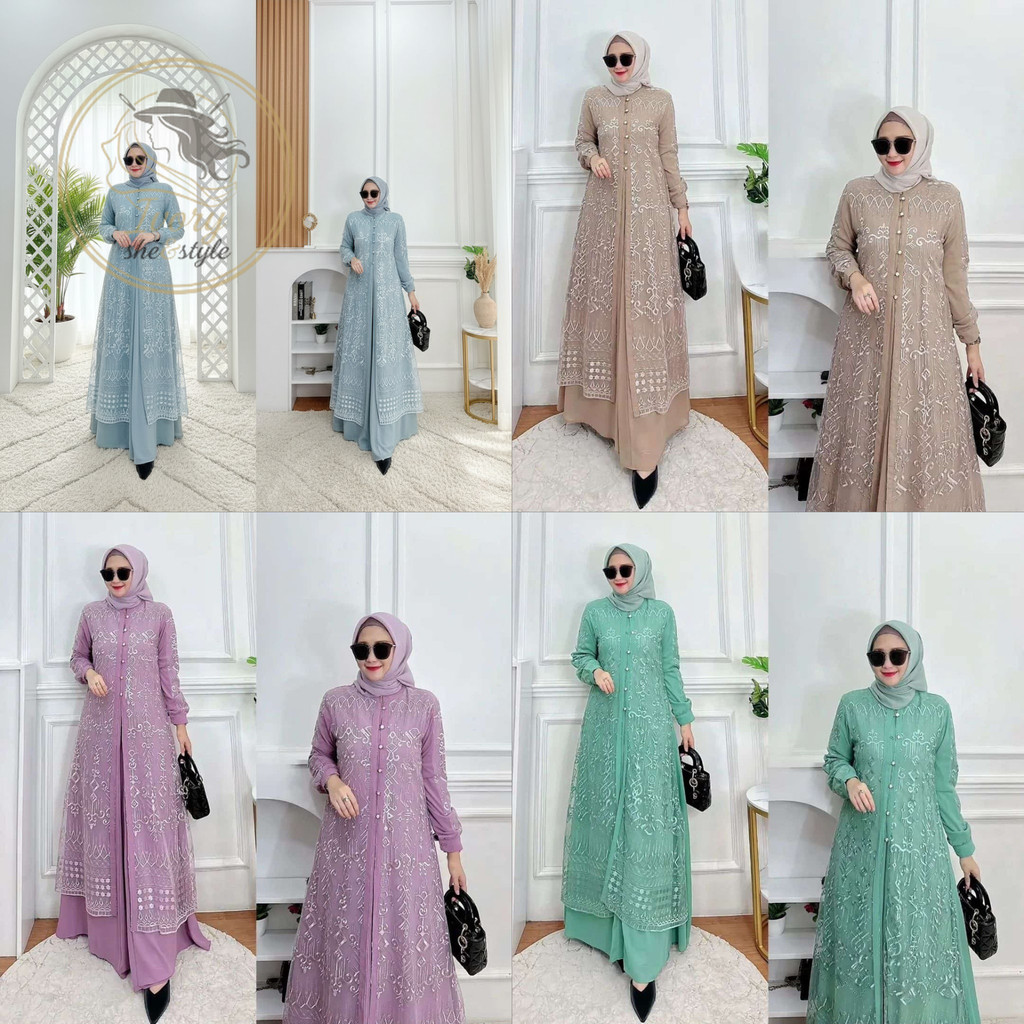 Ivory -  Sabrina Maxy Dress Brukat Gamis Muslim Wanita Ceruty Babydoll Kondangan Premium