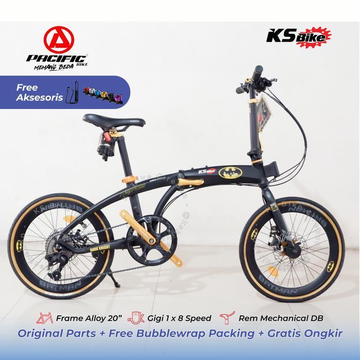 Lipat Pacific Noris Batman 20 Inch Frame Alloy Shifter 8 Speed Rem Cakram Folding Bike Pasifik KS Bi