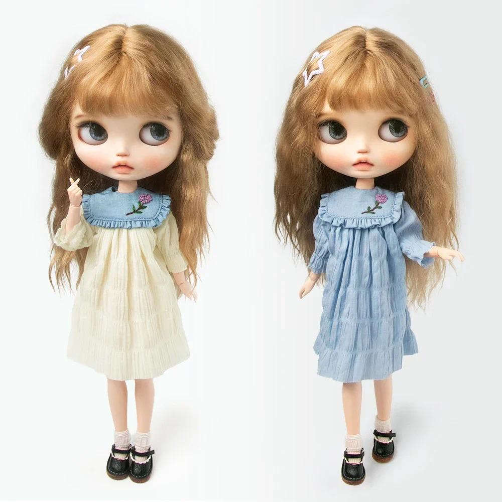 Blythe Clothing Long Sleeve Little Collar Dress Short Skirt for Ymy Licca Azones Ob22 24 27 Ker YMY 