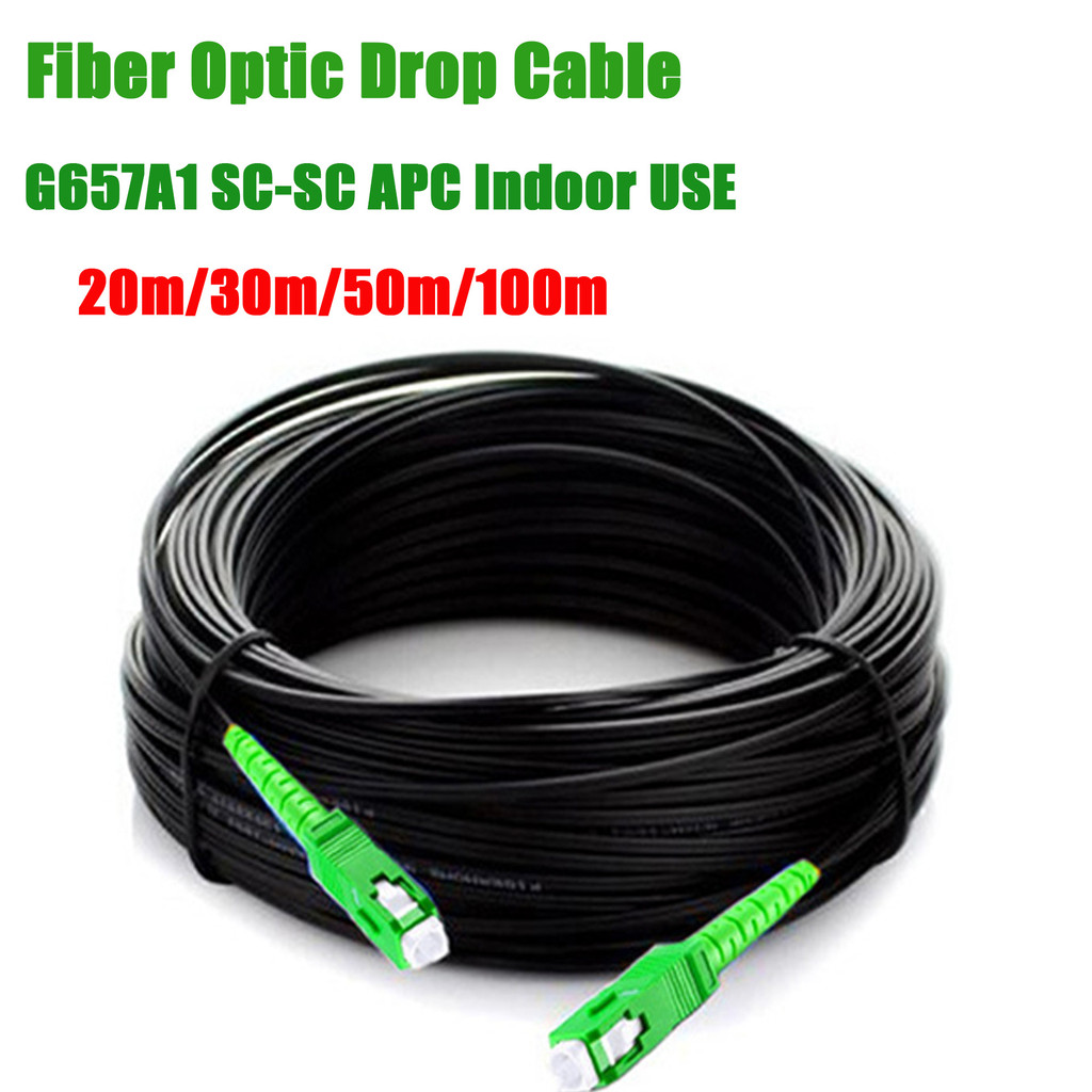 50m SC/APC Fiber Optic Pat Cord Single Mode G657A1 Indoor Fibre Optica Drop Cable APC Optical Cable 