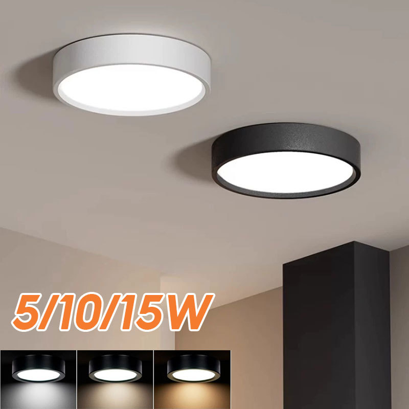 3 Warna Lampu Downlight LED Panel Bulat Minimalis Lampu Ruang Tamu Round Lampu Plafon Tempel 5/10/15