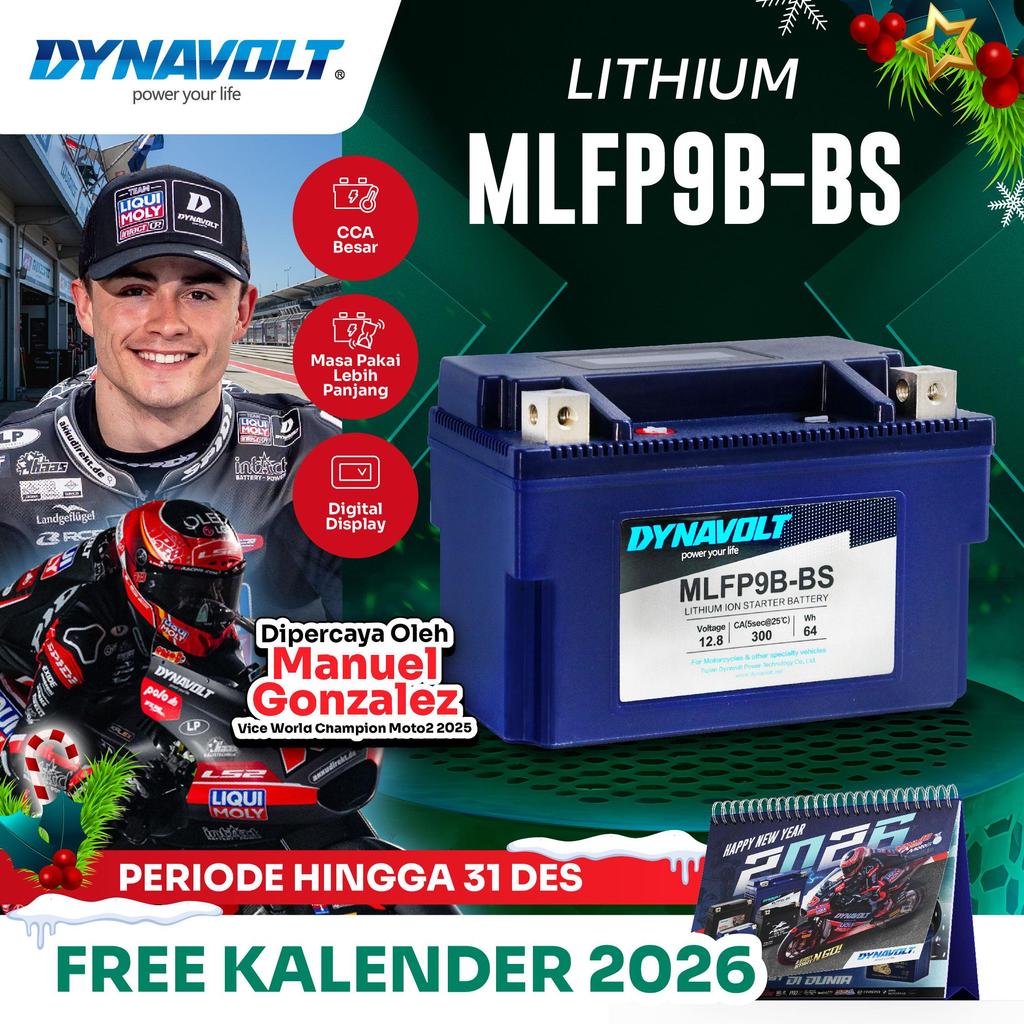 DYNAVOLT Aki Motor Triumph Daytona 675, dll | Lithium MLFP9B-BS | 6 - 10 AH 300 CCA