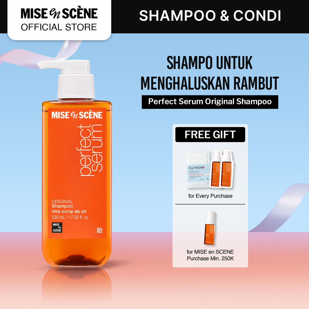 mise en scene Perfect Serum Original Shampoo 530ml - Shampoo Rambut Rusak Melembutkan Tanpa Kusut An