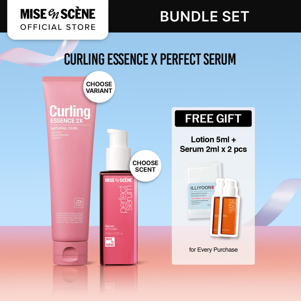 [PAKET HEMAT ISI 2] mise en scene Curling Essence x Perfect Serum - Paket Perawatan Rambut untuk Men