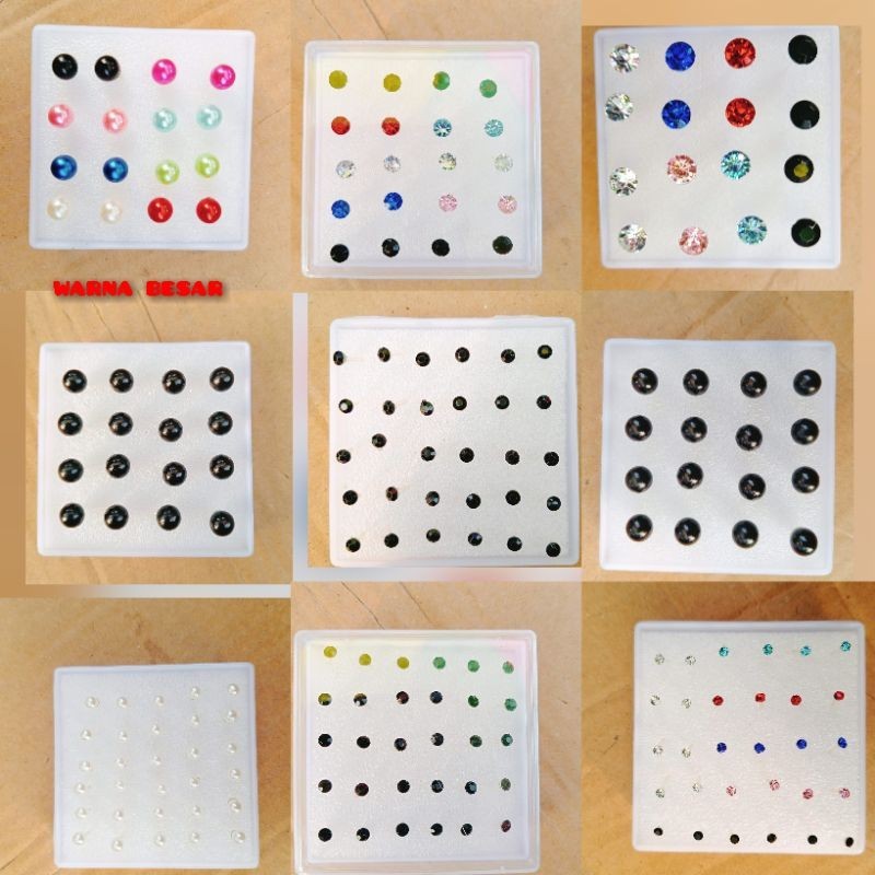 ANTING GIWANG TUSUK PLASTIK BOX MIKA / ANTING GIWANG PERMATA