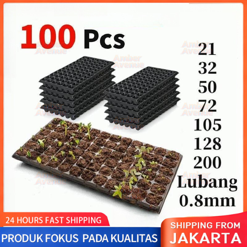 100PCS Pot Bibit /Tray Semai / Seedling Pot /Pot Tray Semai Bibit Benih 32/50/72/105/128/200 Lubang 