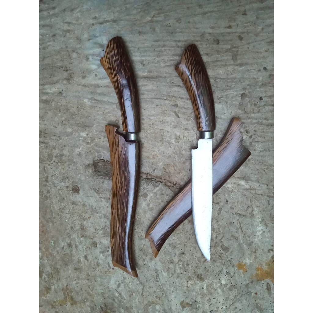 Pisau Dapur Baja 15 cm Kayu Ruyung atau Aren