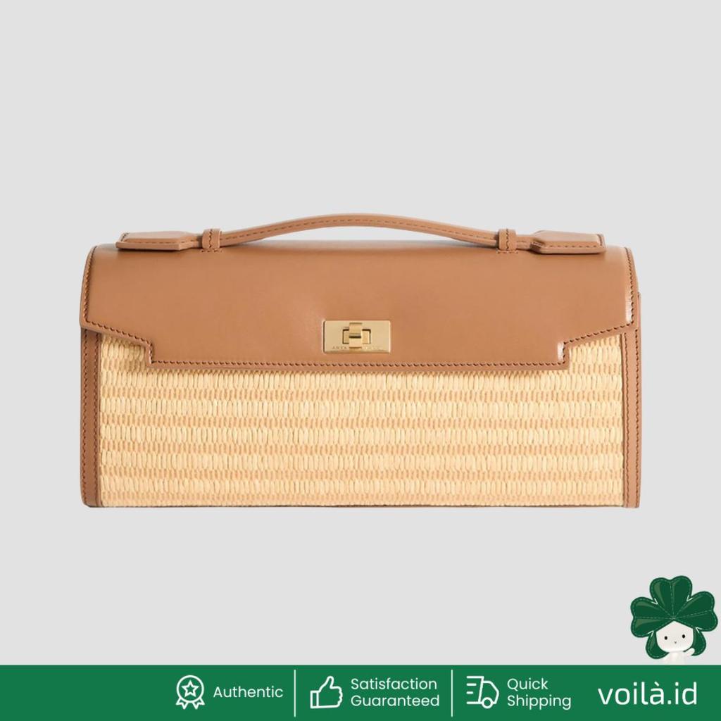 Mortimer Raffia Clutch Bag Pecan