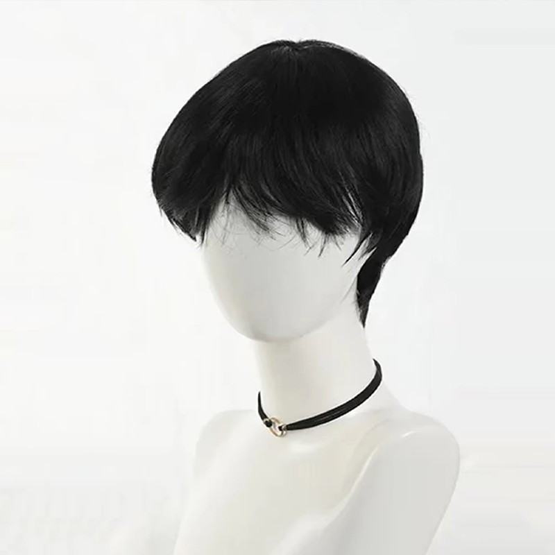 Delova Rambut Wig Pria Pendek Rambut Palsu Pria Korea Wig Cowok Belah Tengah Wik Rambut Pria