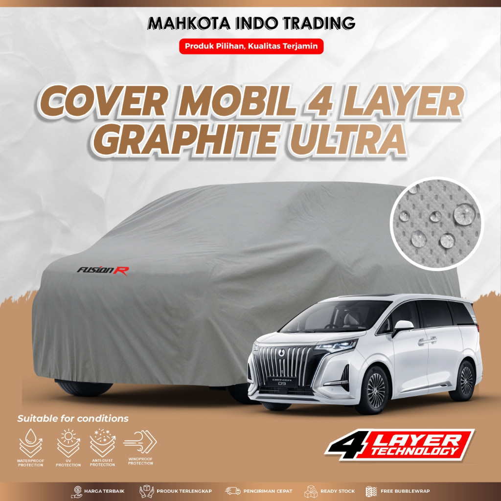 Cover Fusion R Graphite Ultra Sarung Mobil Avanza Brio Calya Sigra Rush Xpander Yaris Innova Waterpr