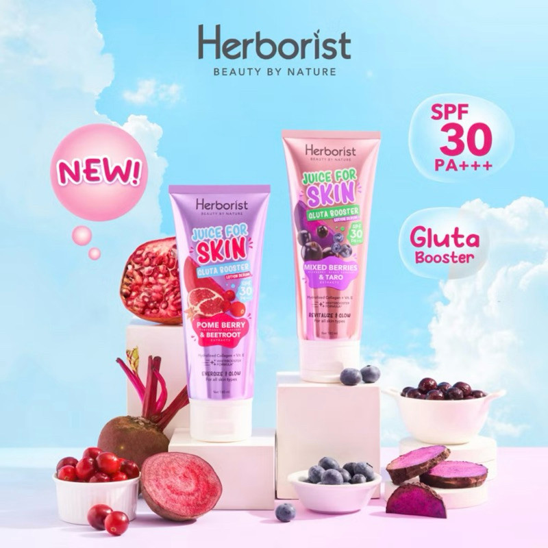 HERBORIST Juice For Skin Gluta Booster Lotion Serum SPF 30 PA+++ Indonesia / Pome Berry & Beetroot /