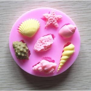 Cetakan Silikon Tebal Lunak untuk Fondant / Kue / Puding / Coklat Berbentuk 7 Binatang Laut