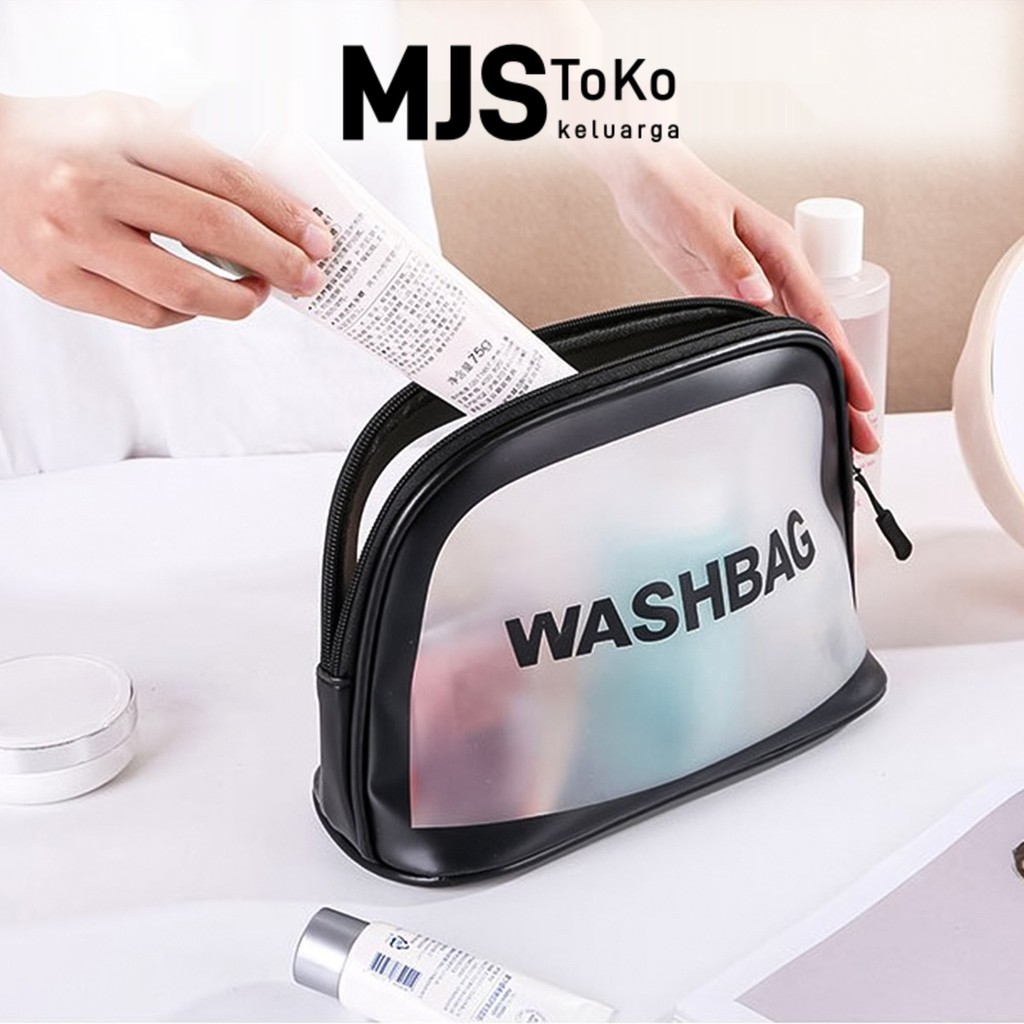 MJS Toko Tas Kosmetik Transparan Waterproof Travel Pouch Make Up Organizer Tempat Skincare Harian Wa