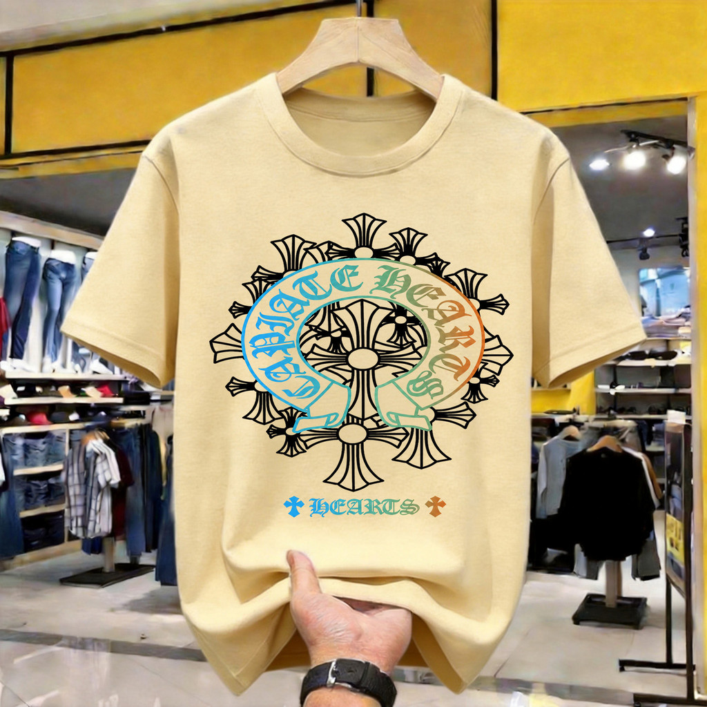 Chrome Hearts Horseshoe Print Kaos Polos Katun Premium Tebal 210GSM Original Indonesia Size Lengkap 