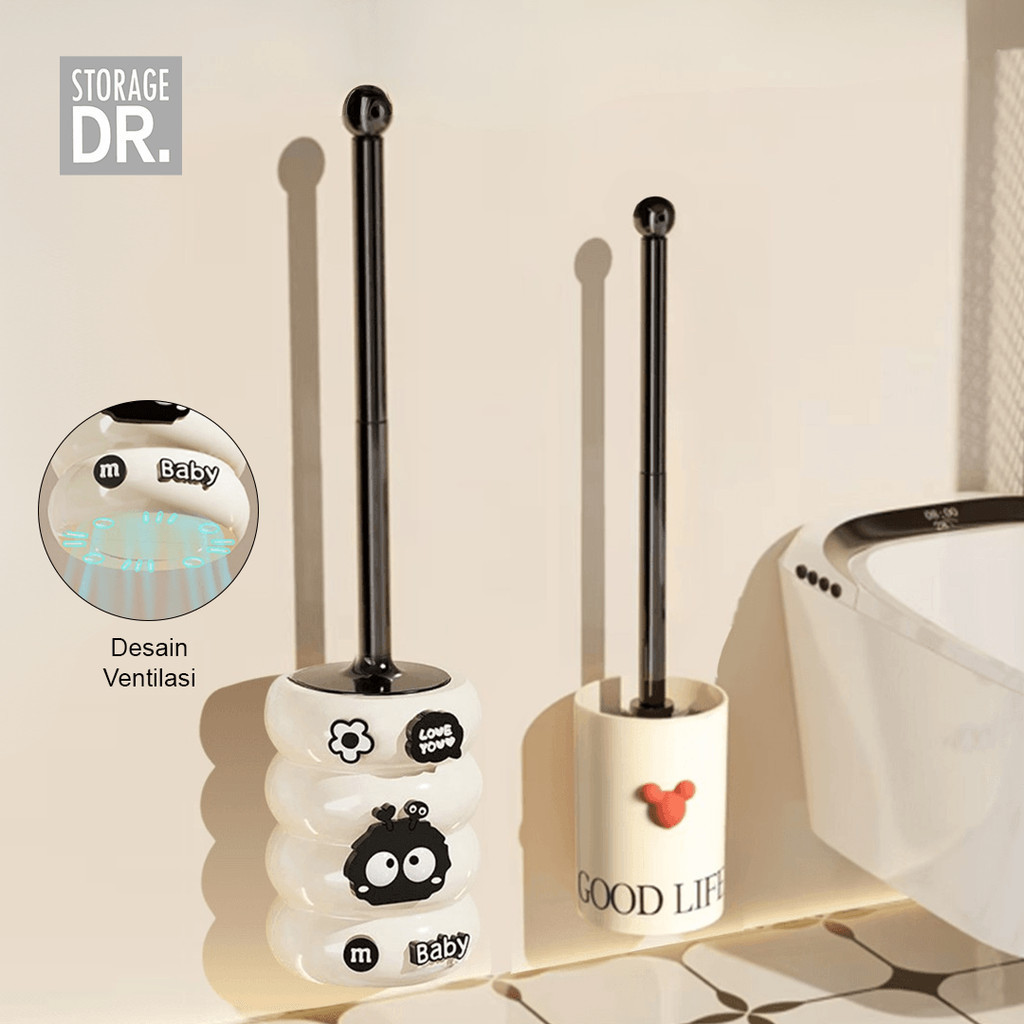 Dr. Storage Sikat Pembersih Toilet Motif Lucu Sikat Closet Duduk Jongkok Dengan Holder BT001