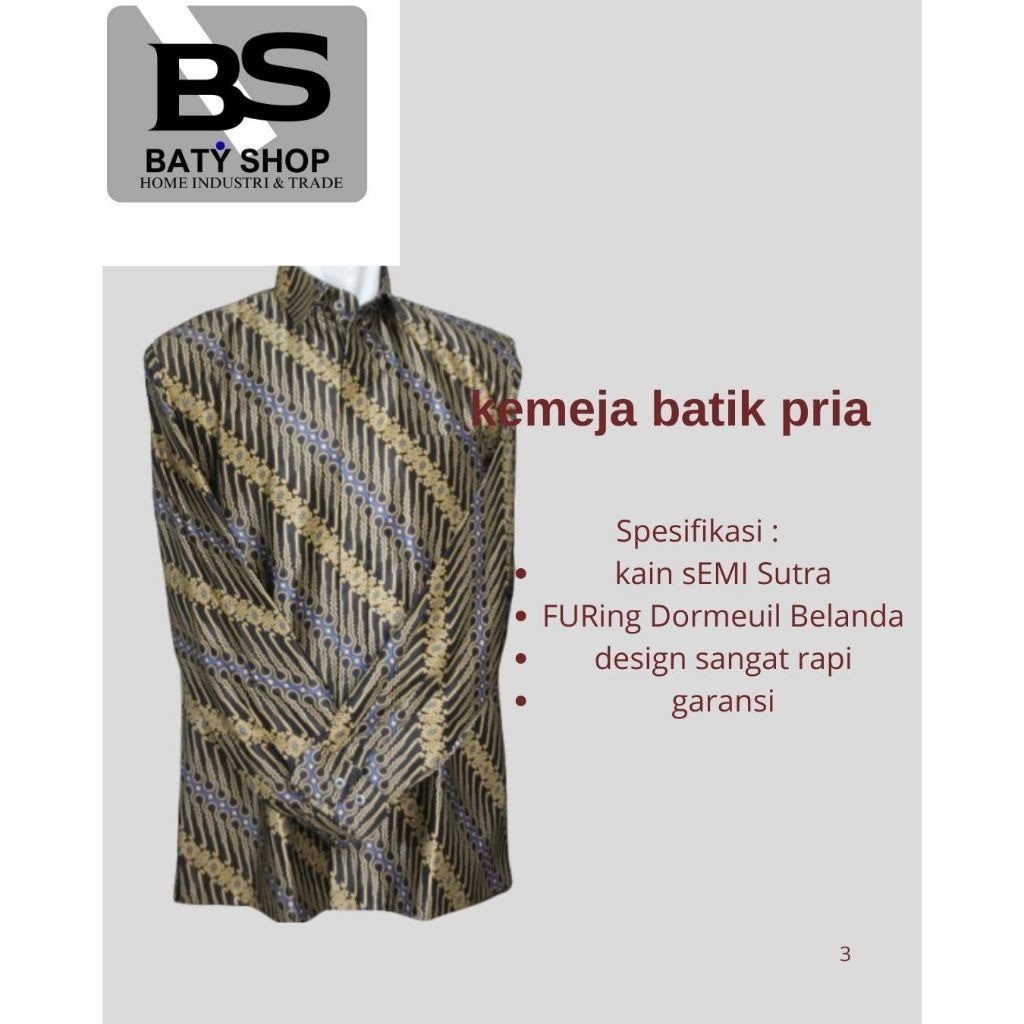 Kemaja Jas Pria Batik Lengan Panjang Full Furing Dormeuil