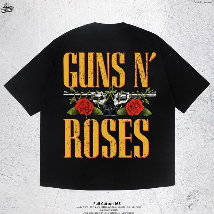 (COD) T-Shirt Oversized Guns N Roses GNR 16S Heavy Cotton - GNR Black, M