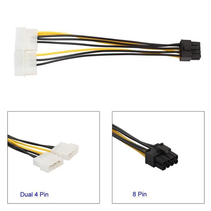 Adapter Dual molex 4 Pin to molex 8 Pin untuk Video Card VGA external