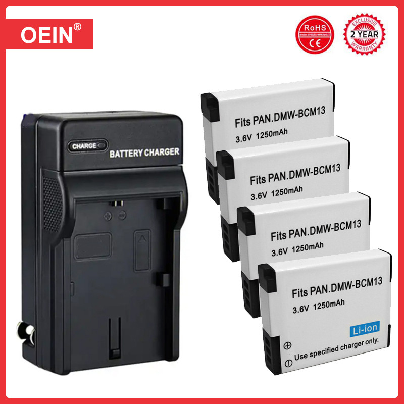 4Pcs 1250mAh DMW-BCM13 DMW-BCM13E Battery for onic Lumix DMC-TZ41 TZ70 DMC-FT5 DMC-TZ60 DMC-TS6 DMC-