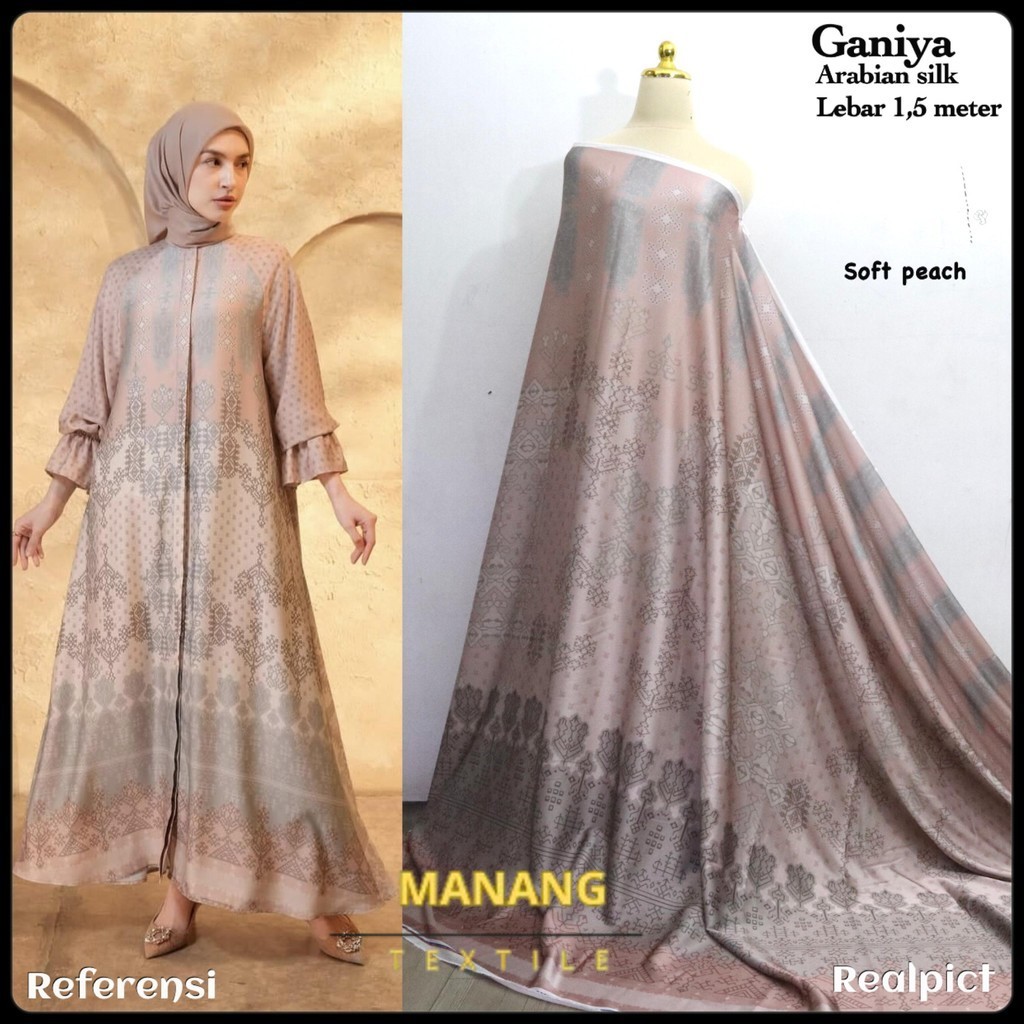 Manang Textile - Kain meteran arabian silk motif premium motif ganiya dress muslimah hijab kain lici
