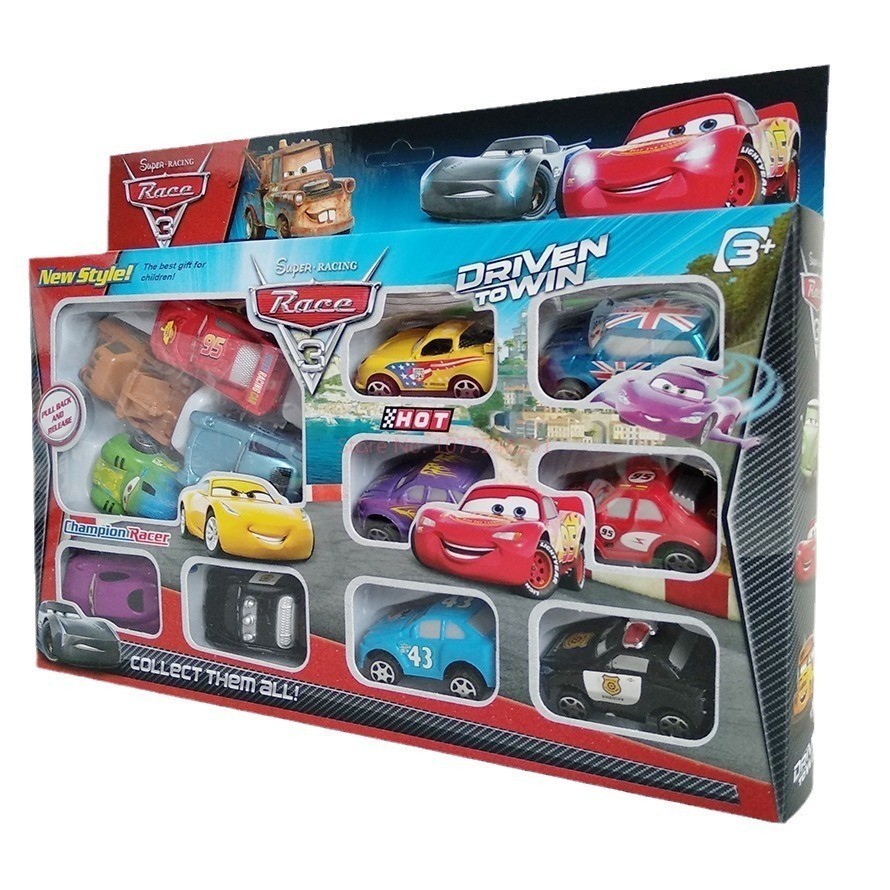 12Pcs/Set Disney Pixar Cars Lightning Mcqueen Jackson Storm Mater Pvc Model Back