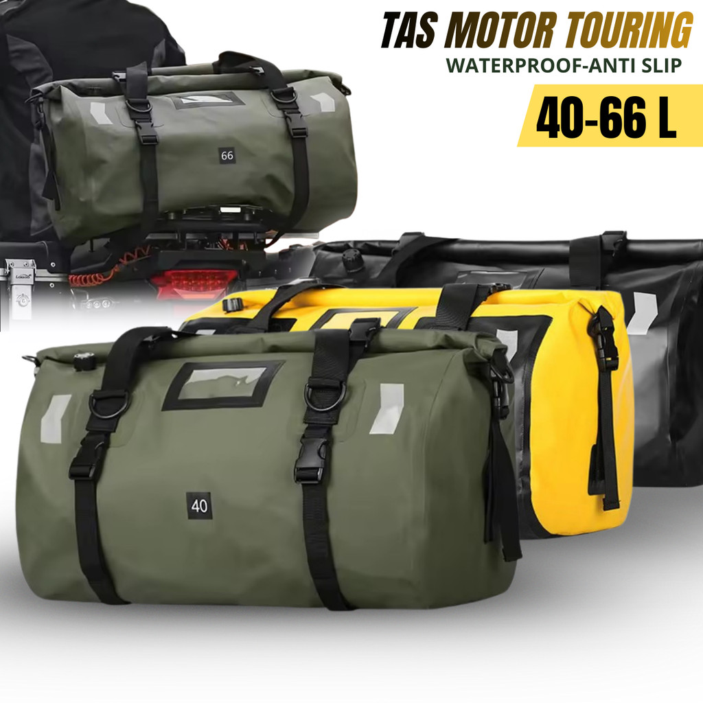 CHINK Tas Motor Touring Jumbo 40 66L Waterproof Anti Air PVC Reflektor Side Bag Tas Jok Belakang