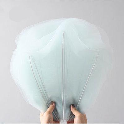 [ 1 Pcs Isi 5 Lembar ] Kain Organza Motif Kipas / Kain Buket Bunga / Kain Organza - Biru Muda