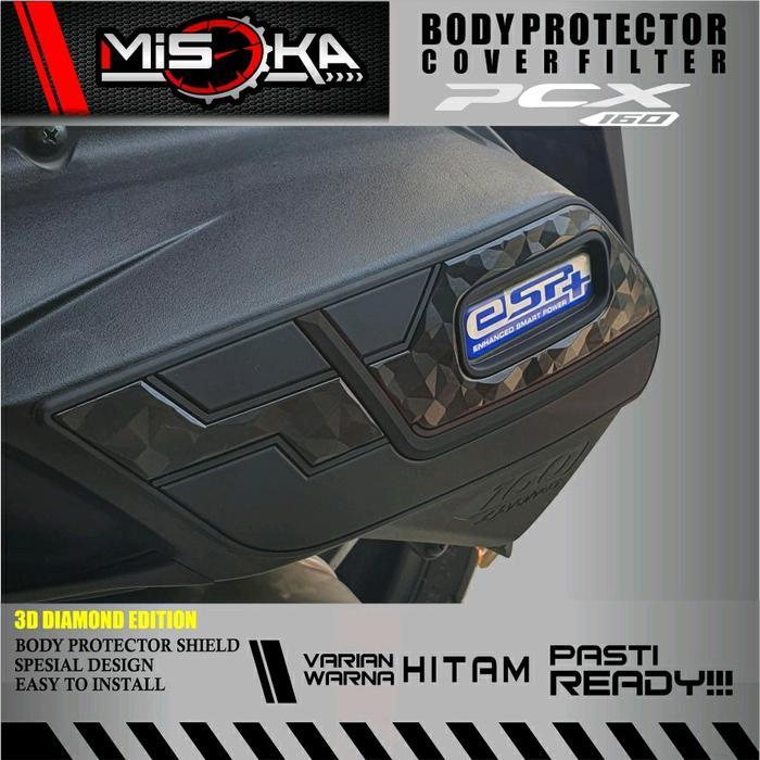Misoka Filter Cover Pcx 160 Aksesoris Motor Honda Rubber Karet Murah Keren Motorcycle - Hitam